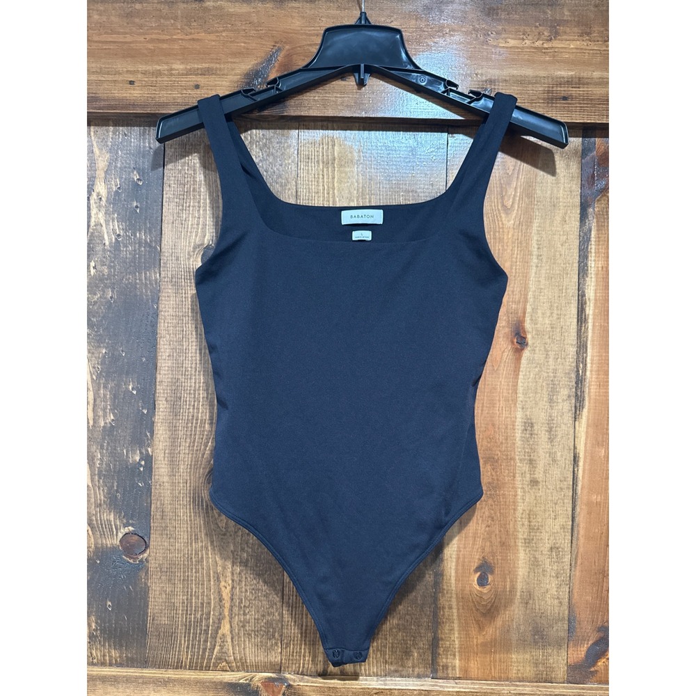 Babaton Aritzia Contour Squareneck Bodysuit Black Thong Snap Large